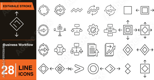 Collection of 28 line icons for various applications and designs