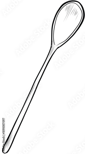 Teaspoon minimal hand drawn kitchen utensil sketch vector