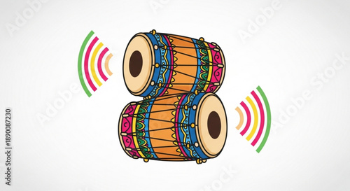 Colorful Bongo Drums Isolated on White Background