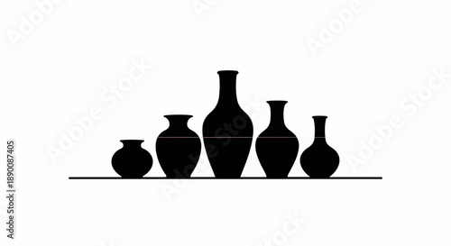 Collection of diverse ceramic vases displayed on a shelf