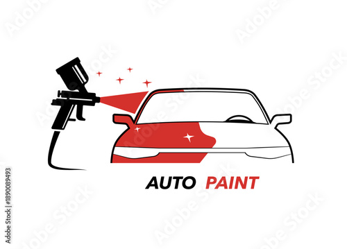 Concept illustration of a car body painting. Vector illustration.