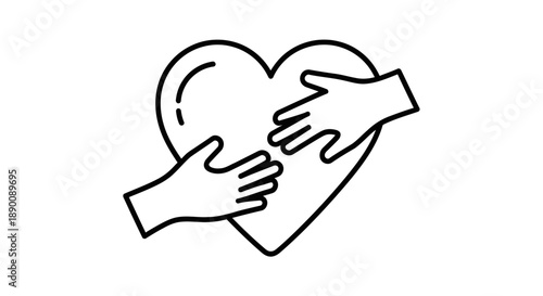Volunteer Helping Hands Icon, Community Service & Support Symbol