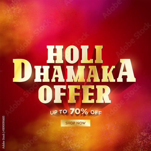 Happy Holi Sale social media feed template. Holi sale advertisement with vibrant colors. Vector illustration of Happy Holi Sale banner template for app and website