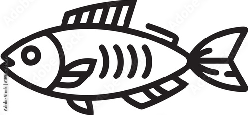 Fish icon vector: simple outline illustration for seafood, fishing, and aquatic themes eps silhouette