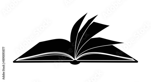 Open book with pages turning illustration