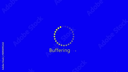 Video Buffering circle icon animation on black background with bule screen.