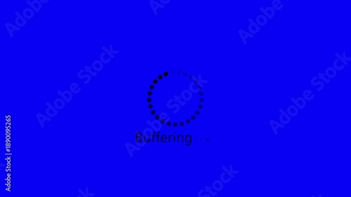 Video Buffering circle icon animation on black background with bule screen.