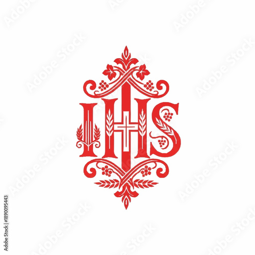 IHS Christogram ornate religious symbol.