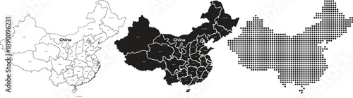 China Map Vector Set with Provinces and Territories