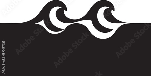Black and white wave vector graphic - minimalist ocean wave design eps silhouette