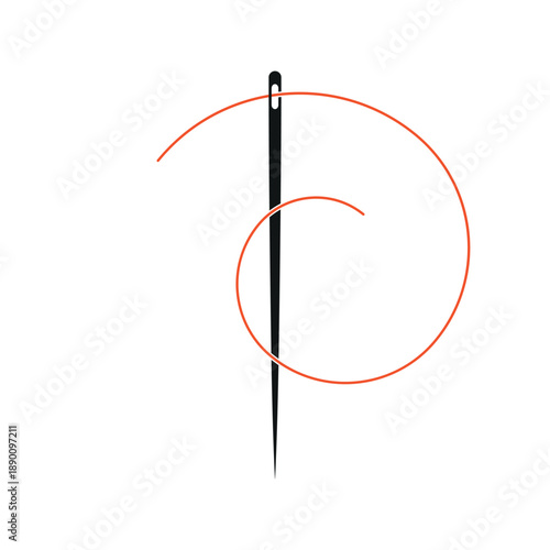 Needle and thread. Vector illustration. White background.
