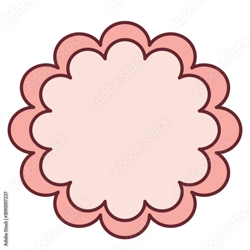 Decorative pink scalloped cloud shaped frame icon for text and label