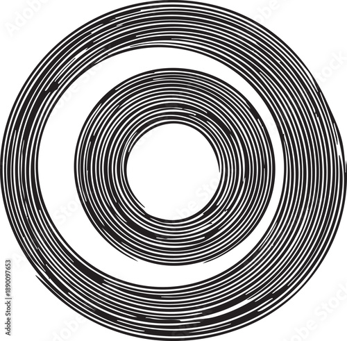 Abstract black and white circular lines vector graphic - swirl design element eps silhouette