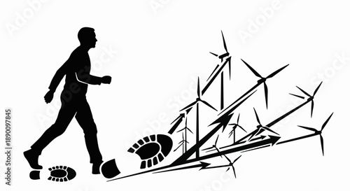 Man's journey towards a future powered by wind energy and sustainability