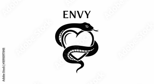 Serpent entwined around a heart, symbolizing envy and desire