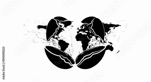 Global coffee bean symbolizes worldwide beverage industry and international trade