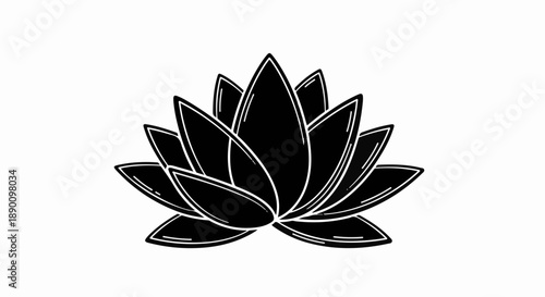 Elegant black lotus flower silhouette symbolizing peace and serenity