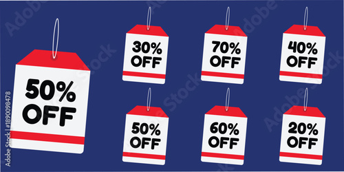A set of sale and off vector template design. 50 off banners, card, sticker and discount tags design template, vector illustration. 