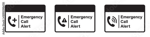 Emergency call warning label icon illustration
