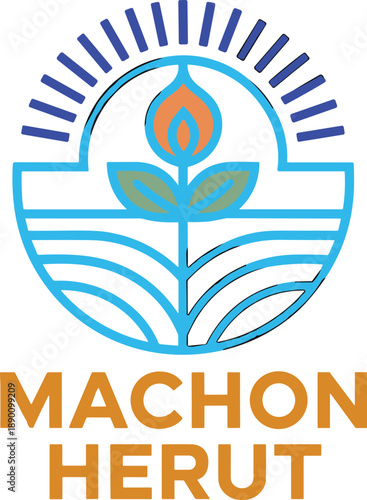 Minimalist eco logo, plant growth icon, sunrise emblem, sustainable agriculture symbol, wellness brand design, modern nature badge, organic institute branding