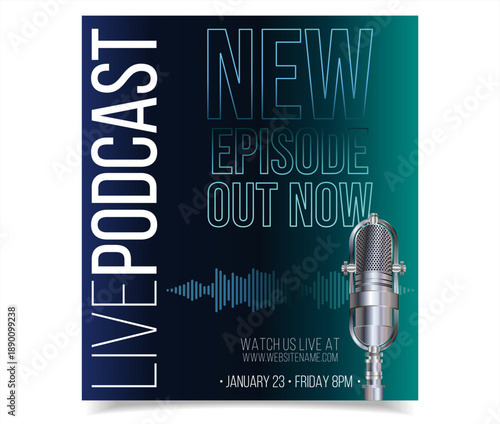 Retro vintage templates with microphones for online radio podcast and live broadcast, Podcast logo design 