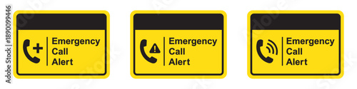 Emergency call warning label icon illustration