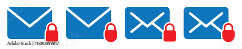 Mail message locked icon vector illustration
