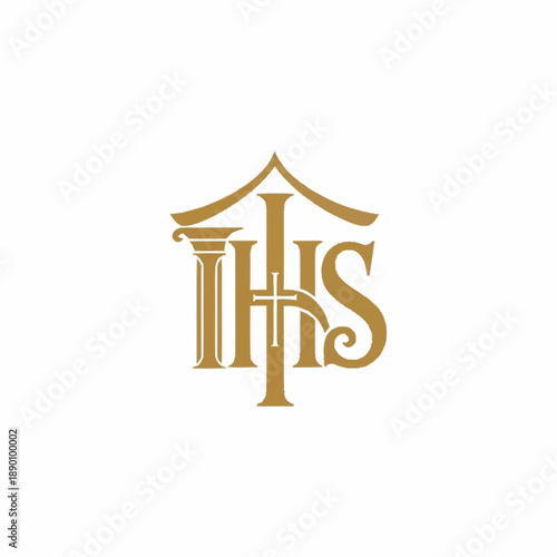 IHS Christogram religious symbol with cross and ornate details.