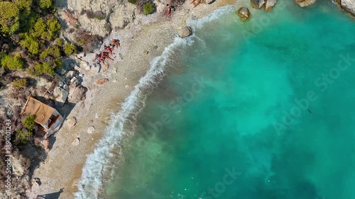 Aerial View of Xigia Sulfur Beach, Zakynthos, Greece