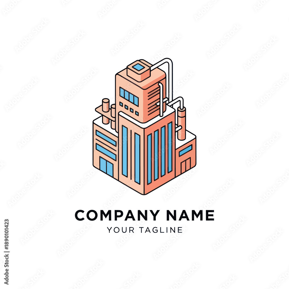 Fototapeta premium Industrial Building Logo Design Template Illustration.