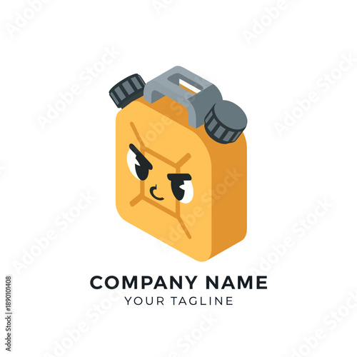 Angry Yellow Cartoon Fuel Can Illustration.