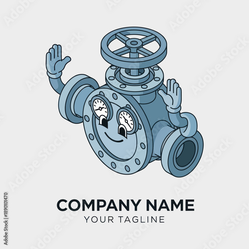 Cartoon Valve Character with Hands and Face.