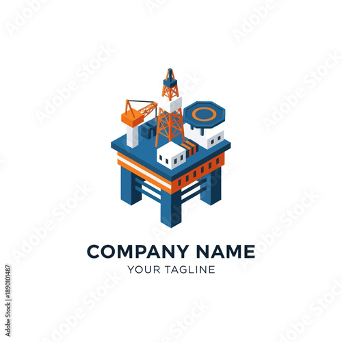 Oil Rig Platform 3D Icon Illustration.