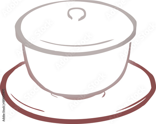 お茶　湯呑に入った温かい日本茶の線画イラスト.eps