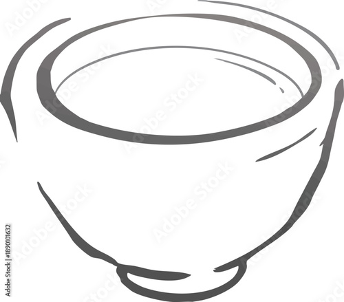 お茶　湯呑に入った温かい日本茶の線画イラスト.eps