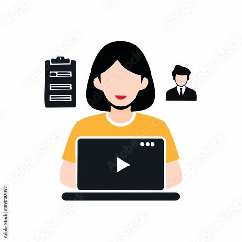 Empowering individual engaged in modern online education or virtual business conferences, leveraging digital platforms for effective learning and collaboration