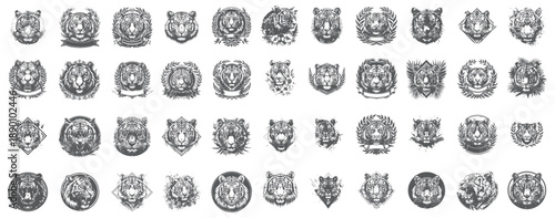 Tiger Head Silhouette Collection for Sports Team Mascots