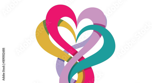Vibrant intertwined heart shapes in modern design