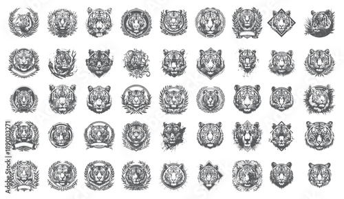 Tiger Head Silhouette Collection for Sports Team Mascots