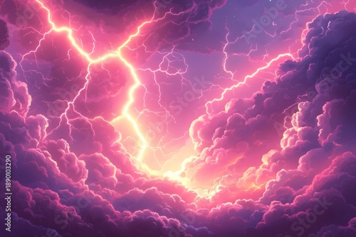 The shocking moment of lightning piercing the sky