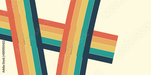 Abstract colorful 70s background vector. Vintage retro wallpaper with rainbow stripes and wavy lines.