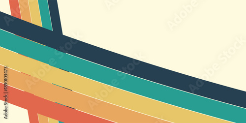 Abstract colorful 70s background vector. Vintage retro wallpaper with rainbow stripes and wavy lines.