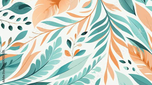 Vibrant flat vector foliage set with bright lively leaves in green and orange hues on white background
