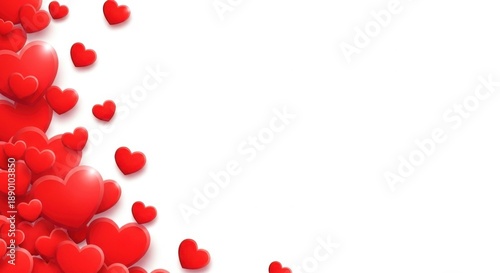 Mother's day minimal poster with red hearts on white background