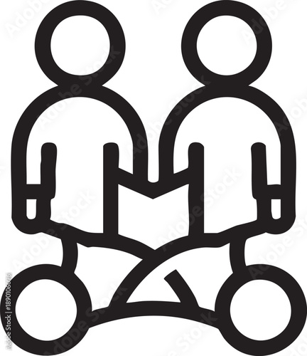 Tandem bicycle vector icon: two people on bike graphic eps silhouette