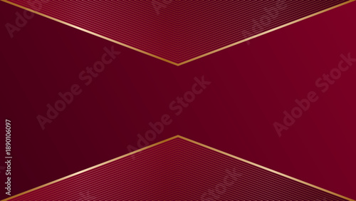 Wine red abstract background with triangular frames and gold lines, modern geometric pattern, angles	