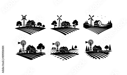 Windmills in Rural Countryside