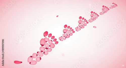 Pink Blood Cells Flowing in Diagonal Line on White Background, Medical Concept