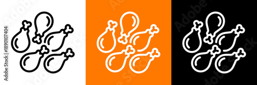 Outline chicken legs composition icon. Decorative vector arrangement of poultry drumsticks designed for packaging, prints and food related graphics.