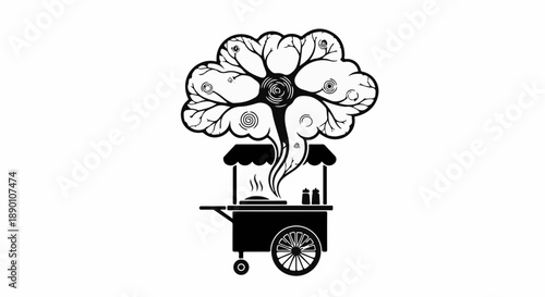 Whimsical food cart transforms into a blooming flower of ideas and creativity